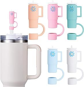 5PCS Straw Cover Cap for Stanley Cup, Silicone Straw Topper fit Stanley 30&40 Oz Tumbler with Han... | Amazon (US)