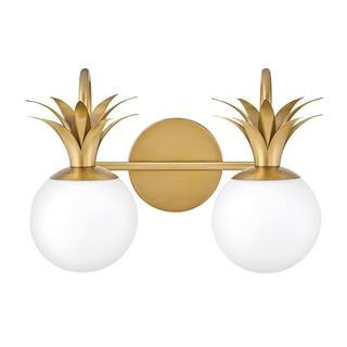Palma 14.75 in. 2-Light Heritage Brass Vanity Light | The Home Depot