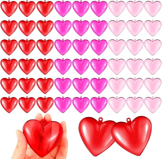 Suzile 60 Pcs Valentine Hearts Filled Candy Box Case Plastic Heart Container Holder Ornaments Val... | Amazon (US)