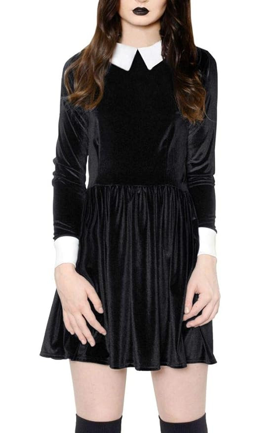 Spadehill Women's Long Sleeve Velvet Swing Mini Party Dress | Amazon (US)