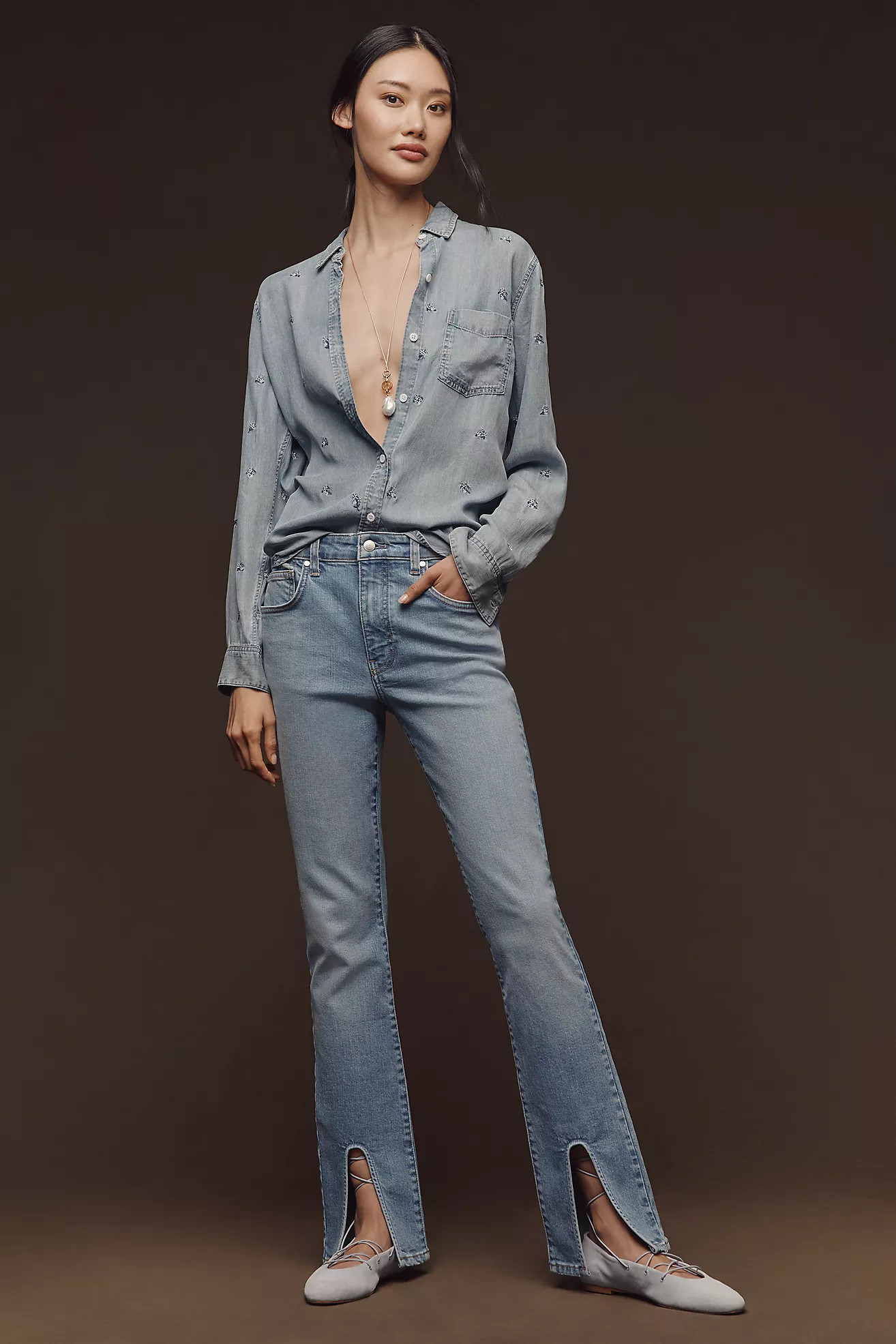 Pilcro High-Rise Front-Split Skinny Jeans | Anthropologie (US)