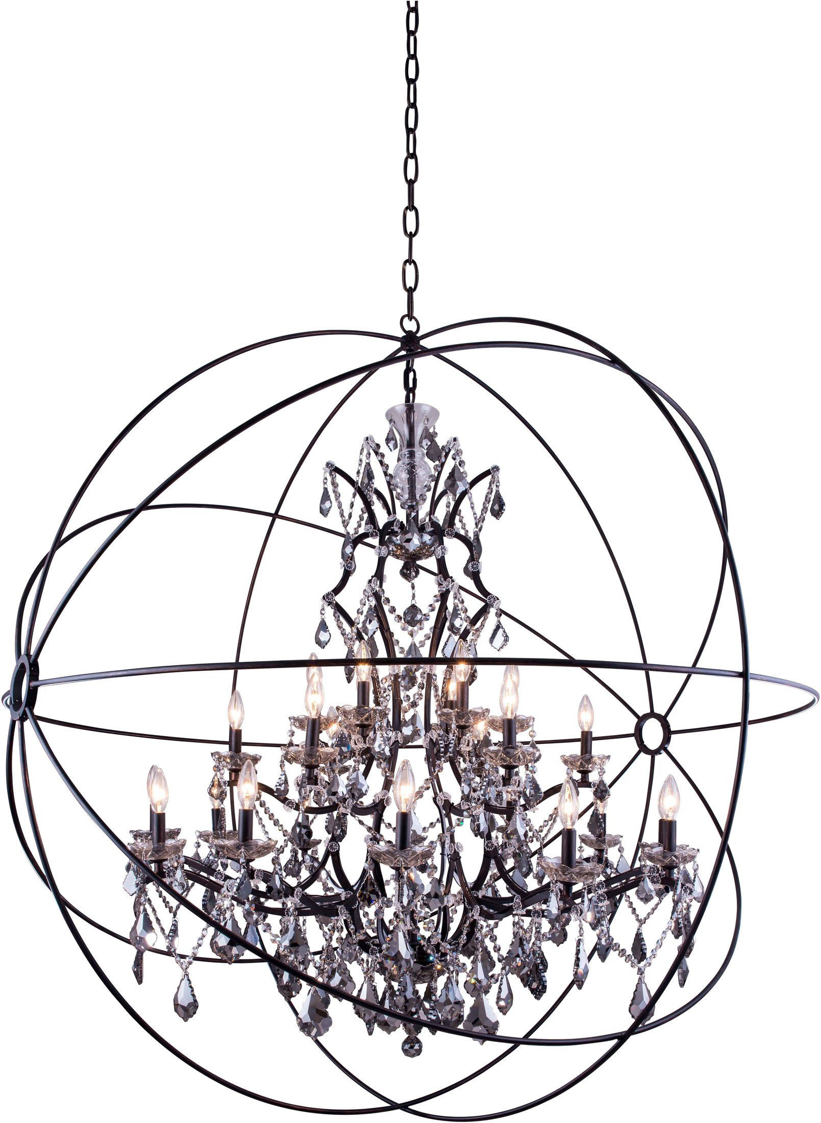 Geneva 60" Dark Bronze 25 Light Chandelier With Silver Shade Royal Cut Crystal Trim | 1stopbedrooms