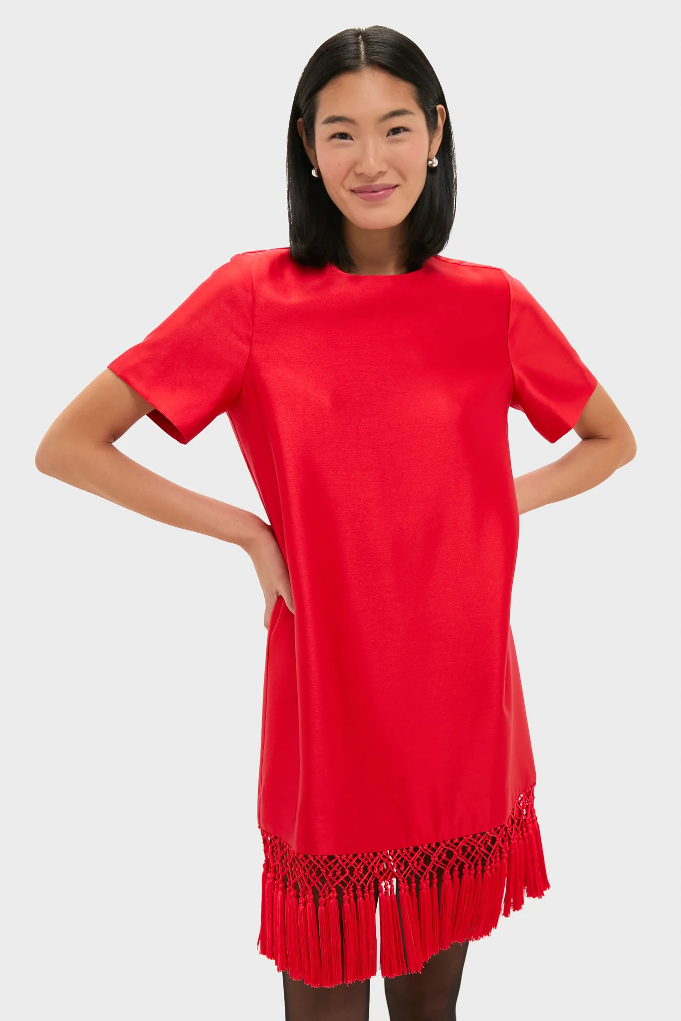 Red Dupioni Tassel Downing Dress | Tuckernuck (US)