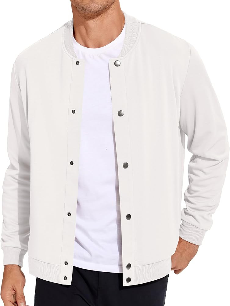 COOFANDY Men's Casual Lightweight Jacket Baseball Letterman Snap Button Jacket | Amazon (US)