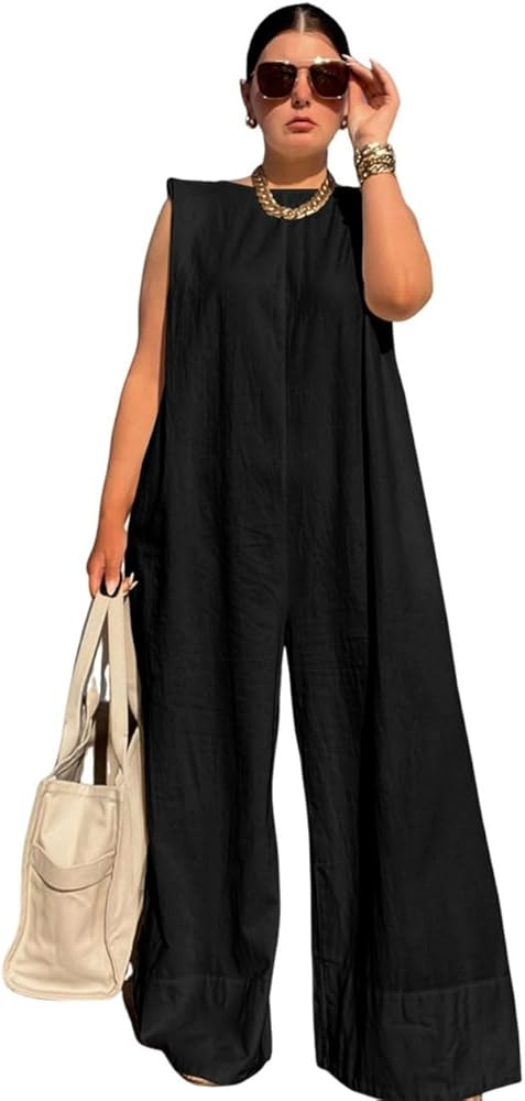 UOOZEE Womens Jumpsuits Dressy Summer Outfits Casual Sleeveless Wide Leg Long Pants Rompers Fashi... | Amazon (US)