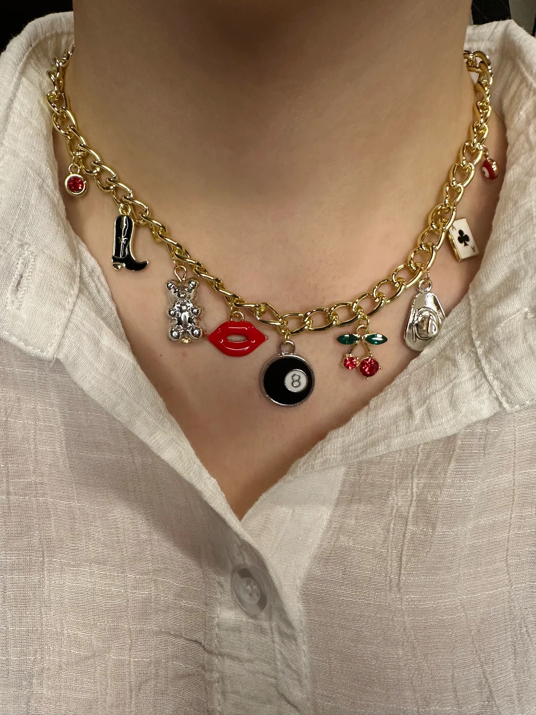 Custom Gold Charm Necklace Chunky Option - Etsy | Etsy (US)