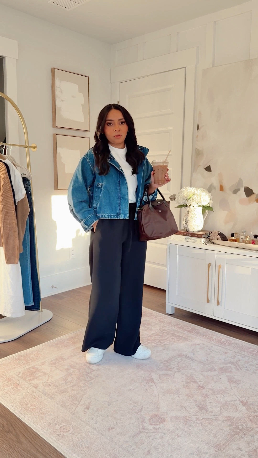 Denim jacket size xxs TTS 
White tee size xs petite TTS
Black pants size small short TTS 
White sneakers size 6.5 TTS
Tote bag size small TTS 

#LTKTravel #LTKootd #LTKSaleAlert