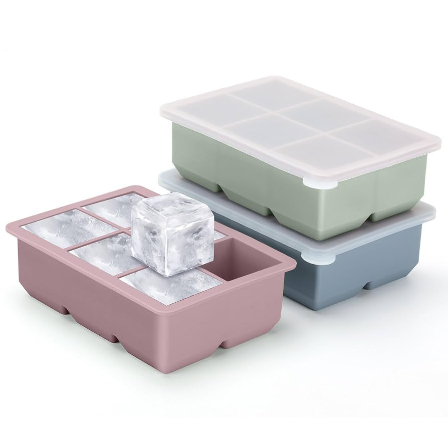 Silicone Ice Cube Trays 3 Pack - Large Size Silicone Ice Cube Molds with Leak Proof Removable Lid... | Amazon (US)