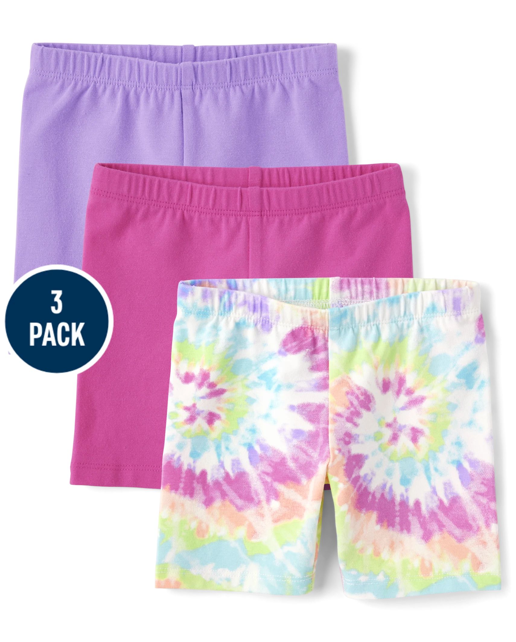 Toddler Girls Rainbow Tie Dye Bike Shorts 3-Pack - pink summer | The Children's Place