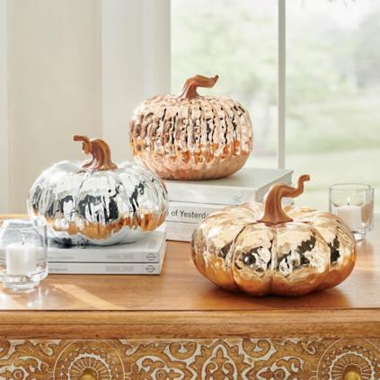 High Shine Metallic Pumpkins | Grandin Road