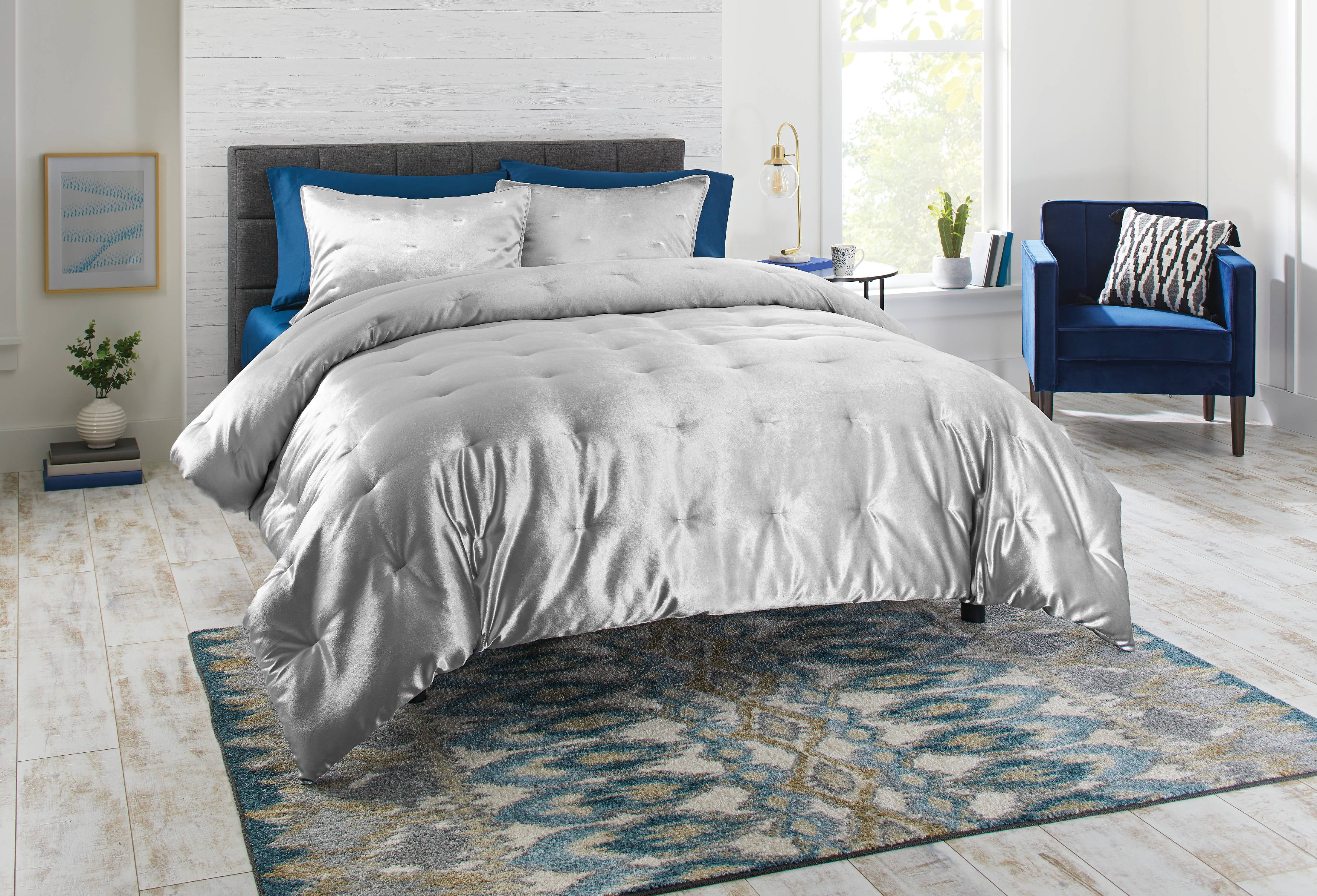 Better Homes & Gardens 3-Piece Velvet Pintuck Comforter Set, Full/Queen, Gray | Walmart (US)