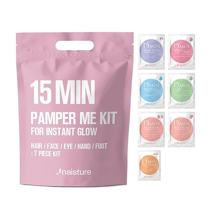 15 Min Pamper Me Kit by Naisture – Korean Spa and Skincare Kit for Women with Hair Mask, Hand a... | Amazon (US)