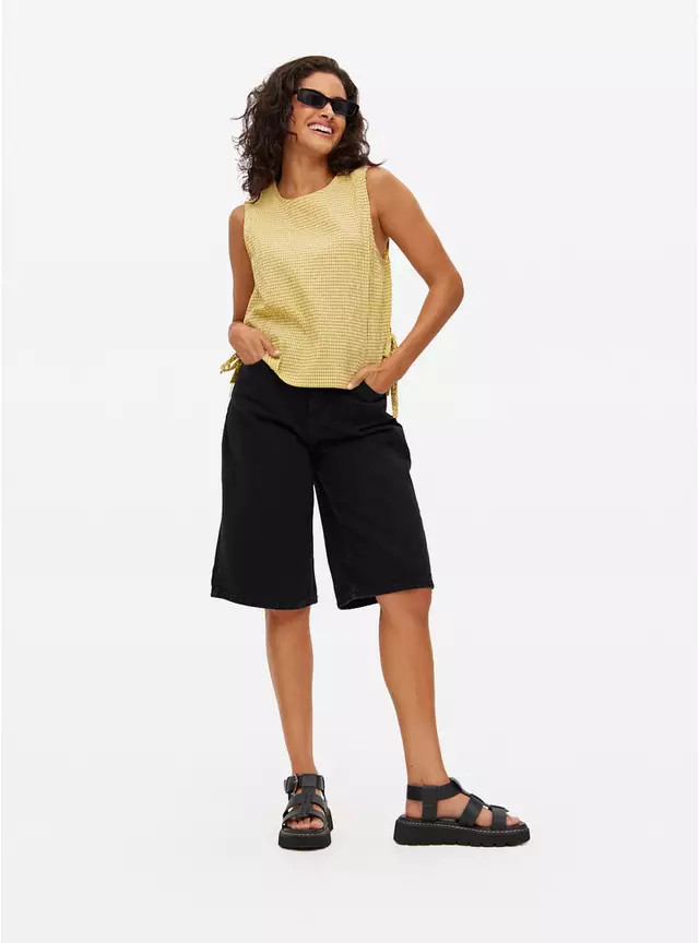 Yellow Gingham Print Sleeveless Shell Top 14 | Tu Clothing