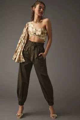 Moon River Tie-Waist Tapered Pants | Anthropologie (US)