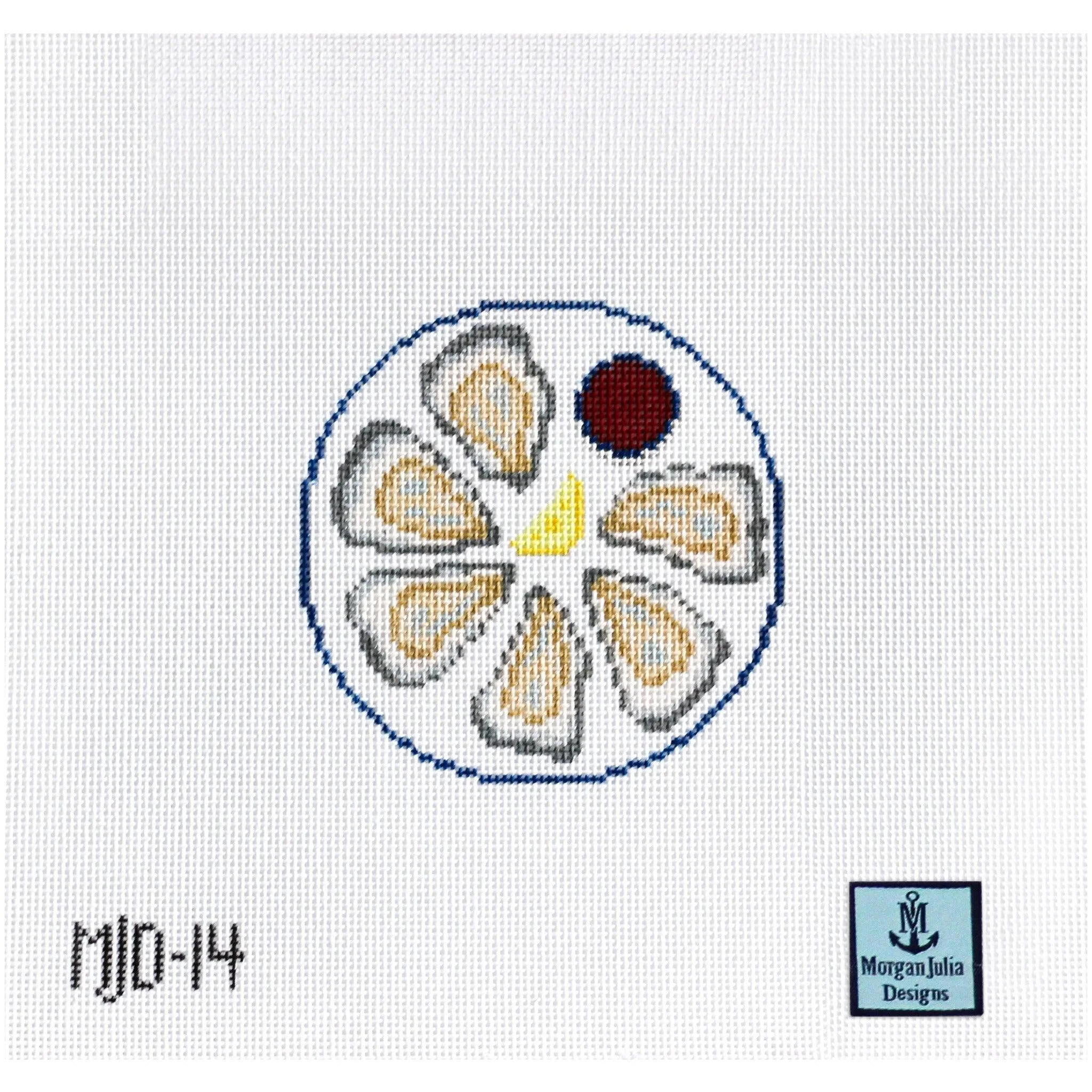 Oysters on Half Shell Needlepoint Canvas | Morgan Julia Designs