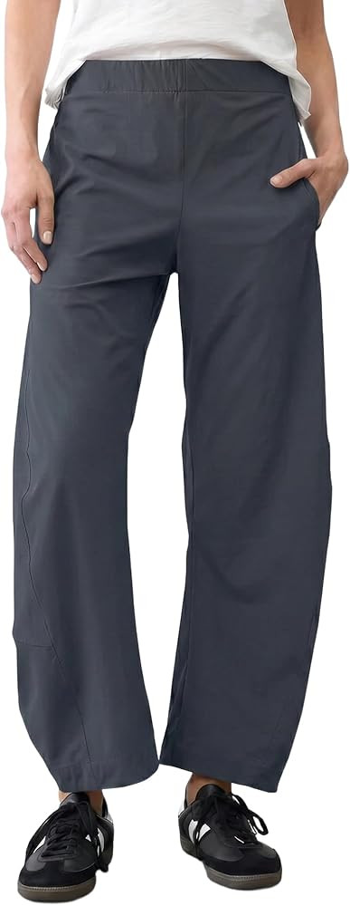 LOMON Barrel Pants for Women Hidden Elastic Quick Dry Travel Crop Ankle Wide Leg Petite Trousers ... | Amazon (US)