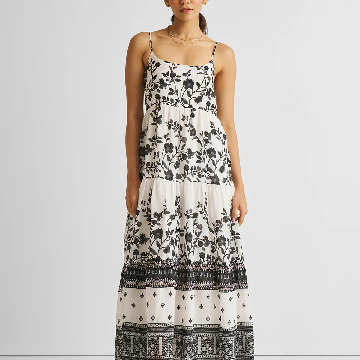 Strappy Tiered Maxi Dress in Florals | Reistor