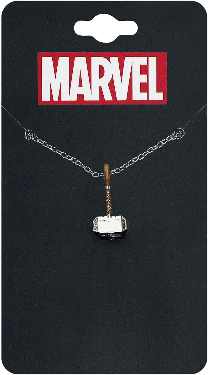 Marvel Comics Thor Hammer Unisex Adult Silver Plated Pendant Necklace. Official Licensed Jewelry,... | Amazon (US)