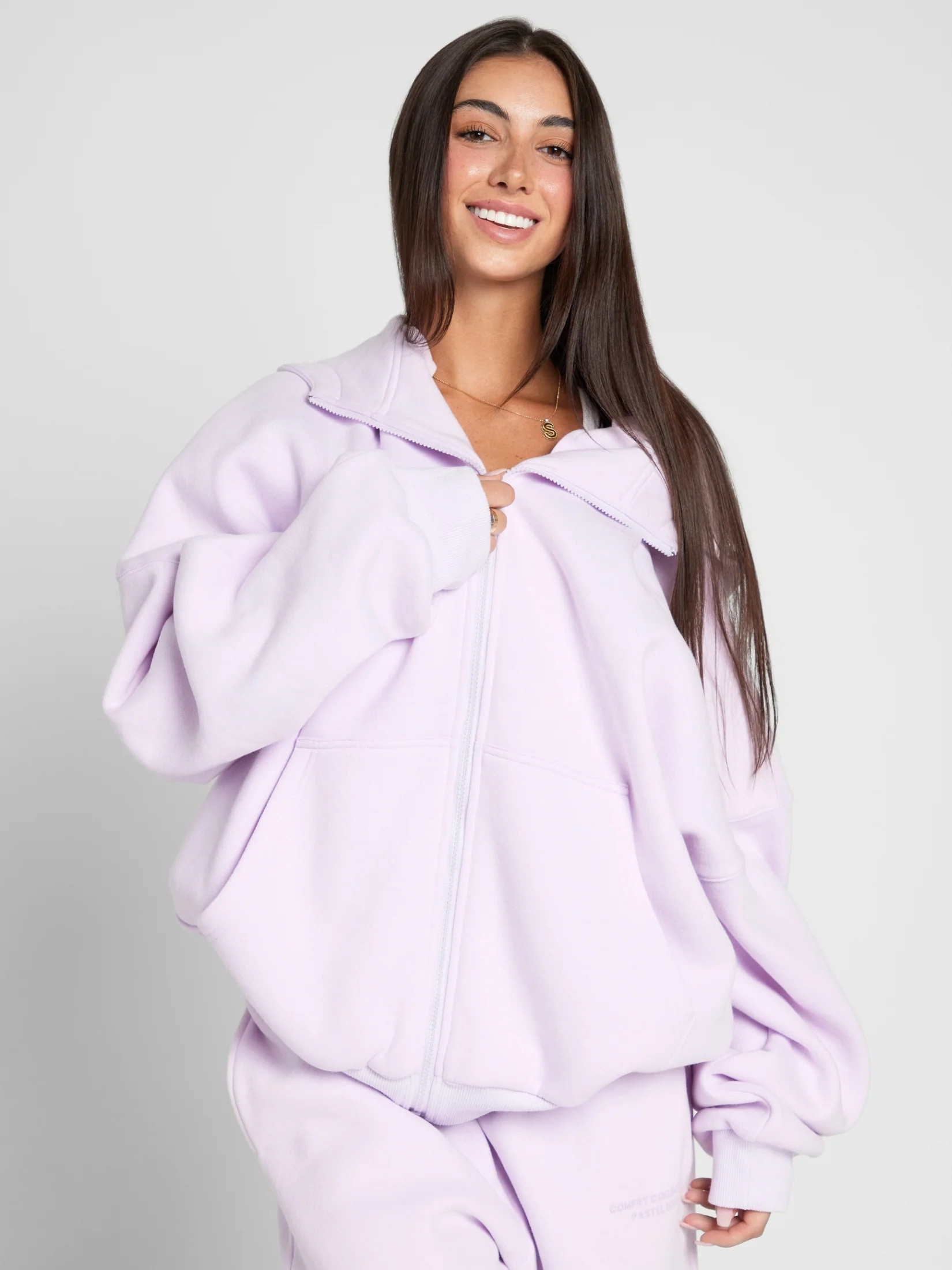 Comfrt Pastel Zip Hoodie | Opal | Purple | Oversized | S | Small | Comfrt