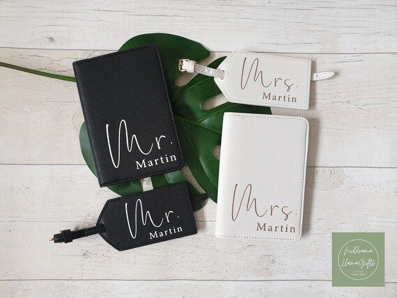 Mr and Mrs Passport Covers and Luggage Tag, Personalised Passport Cover and Luggage Tag, Passport... | Etsy (US)