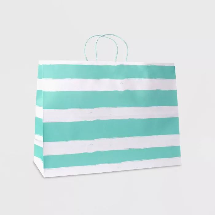 Large Striped Vogue Bag Mint - Spritz&#8482; | Target