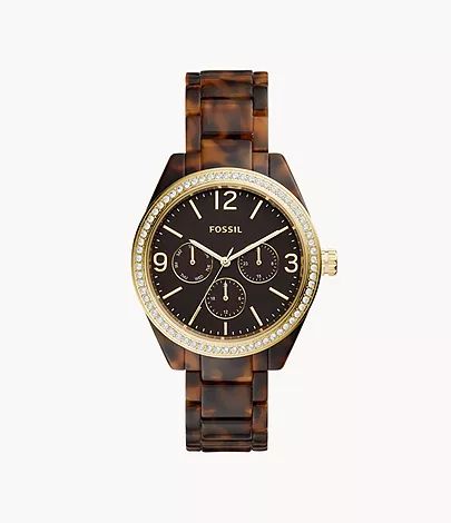 Caleigh Multifunction Tortoise Acetate Watch | Fossil (US)