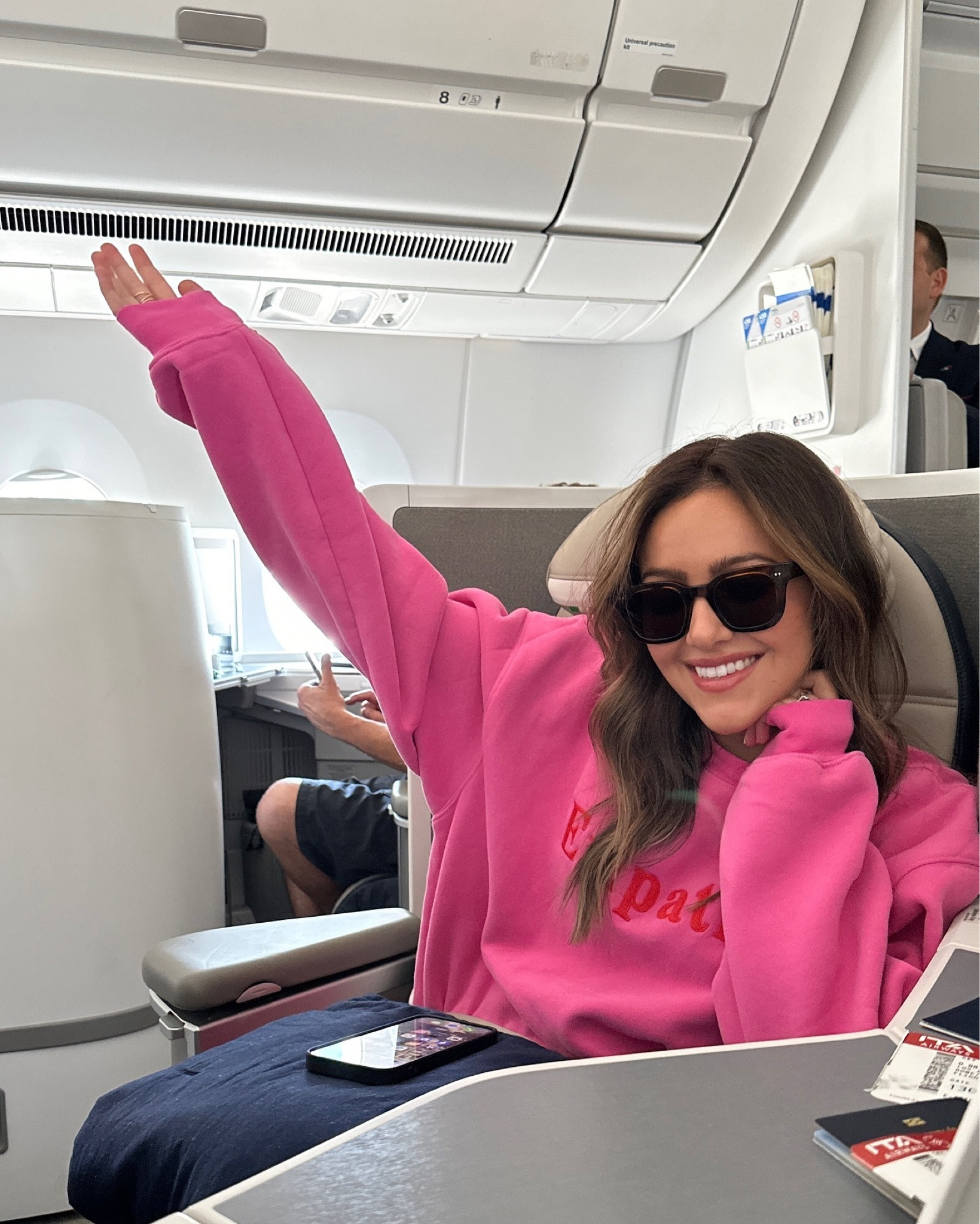 My Italy travel day outfit 🩷 this sweatshirt is so comfy!!

#LTKStyleTip #LTKTravel