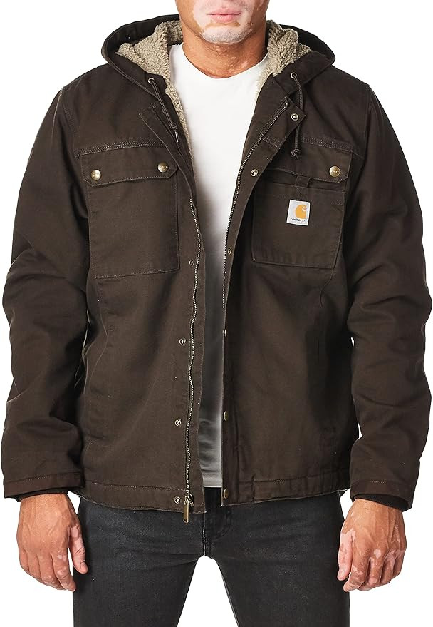 Carhartt Men's Relaxed Fit Washed Duck Sherpa-Lined Utility Jacket | Amazon (US)