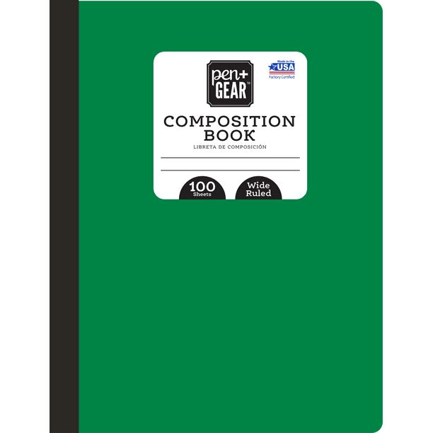 Pen + Gear Composition Book, Wide Ruled, 100 Pages, 9.75" x 7.5", Green, 56310 - Walmart.com | Walmart (US)