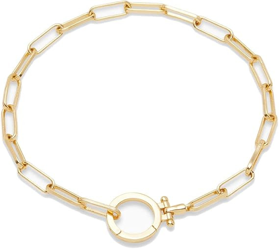 gorjana Women's Parker Link Bracelet, Paperclip Chain w/ Signature Clasp, Gold and Silver Plated | Amazon (US)