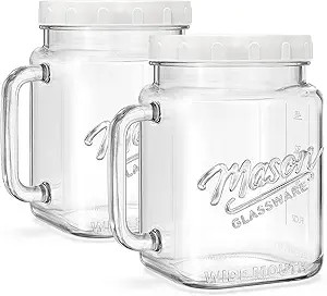 2 Pack Large Mason Jars, 74 oz Wide Mouth Glass Jar with Lid for Fridge, Glass Canisters DIY Favo... | Amazon (US)