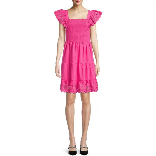 Time and Tru Women's Smocked Eyelet Dress | Walmart (US)