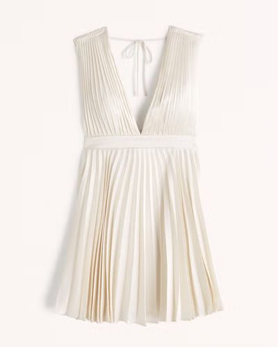 Plunge Pleated Mini Dress | Abercrombie & Fitch (US)