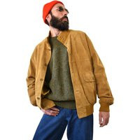 Vintage 90S Suede Bomber Jacket | Italian Brown Leather Coat High Neck Utility Style Minimalist Retro Fit Men's Outerwear Xl | Etsy (US)