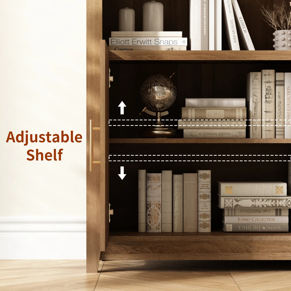 Kalaen 69" Arched Display Wood Cabinet Adjustable Shelves | Wayfair North America