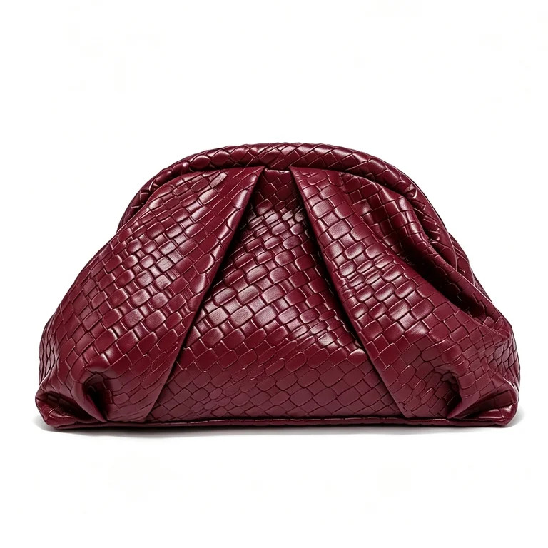 Women's Woven Cloud Clutch Bag, Burgundy | Walmart (US)