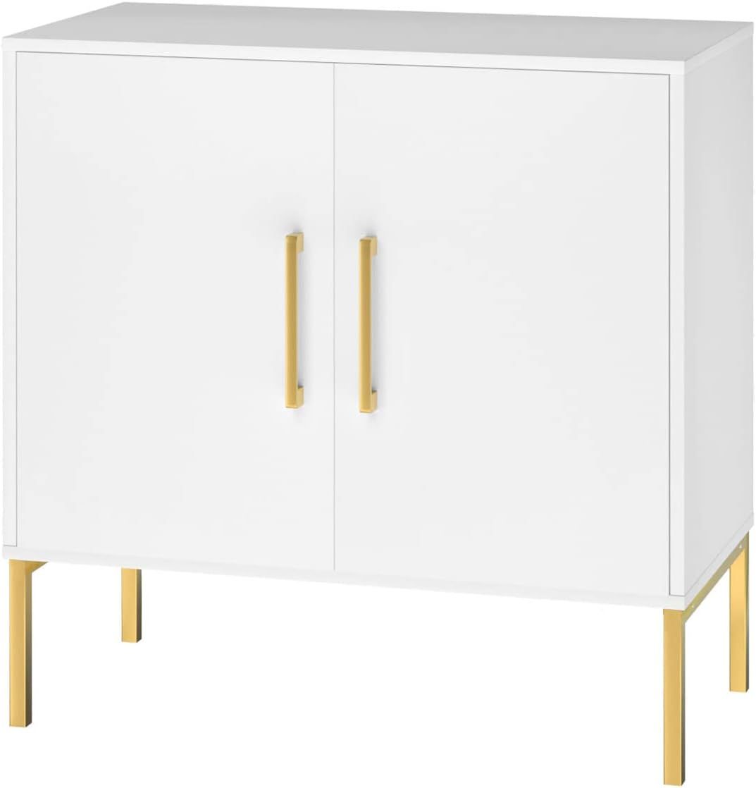 JOZZBY Storage Cabinet with Doors, Free Standing Buffet Cabinet, Modern Wooden Sideboard, White Side | Amazon (US)