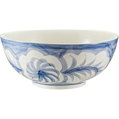 Hand Painted Stoneware Bowl with Floral Design, Blue and White | Amazon (US)