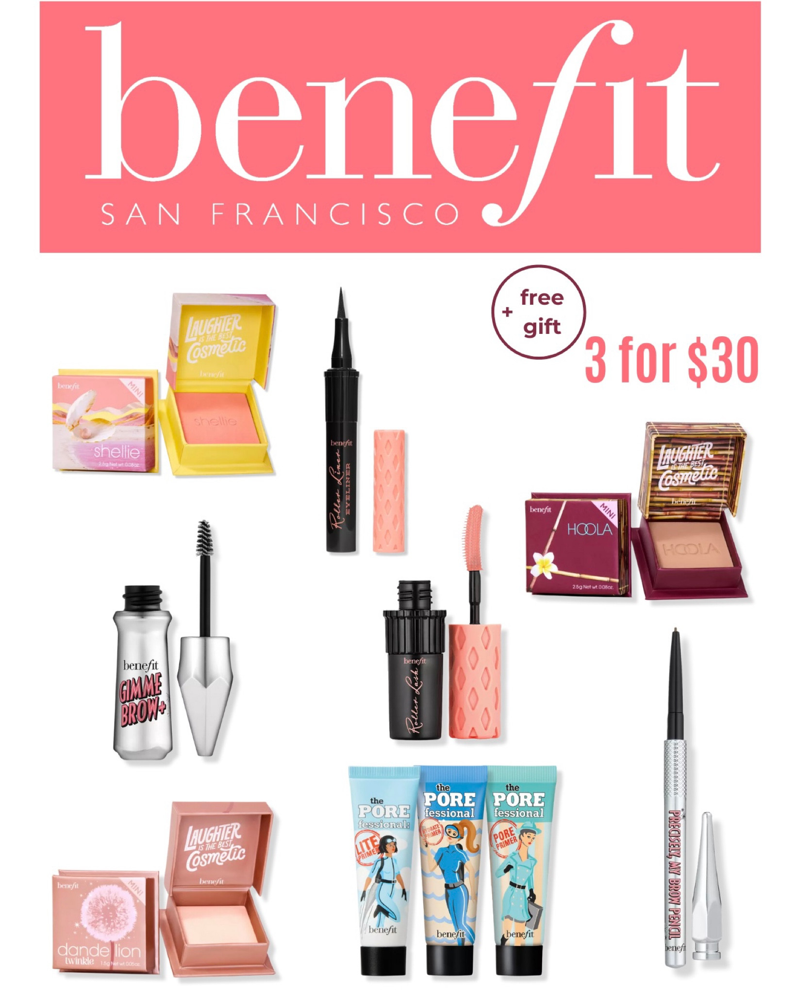 Benefit Cosmetics: 3 for $30 mini only at Ulta Beauty

#LTKHoliday #LTKbeauty #LTKGiftGuide