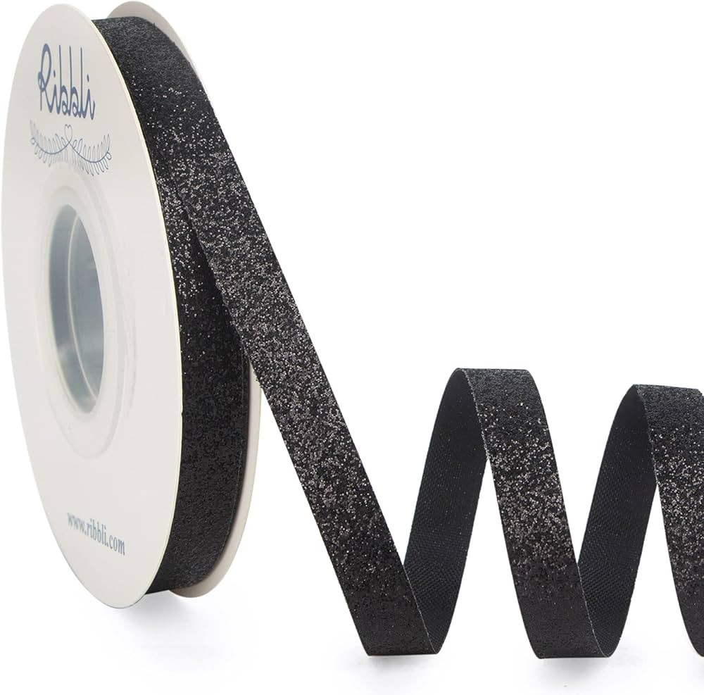 Ribbli Black Glitter Ribbon,Gift Wrapping Ribbon Black Cut Edge Christmas Ribbon for Crafts, Chri... | Amazon (US)