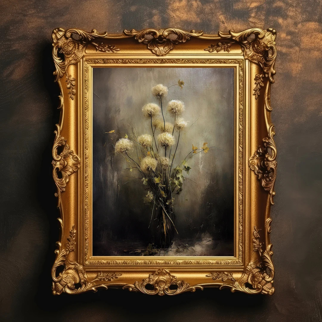 Dandelions | Wildflower Art Print, Botanical Decor, Floral Wall Art, Dark Academia, Moody Flower ... | Etsy (US)