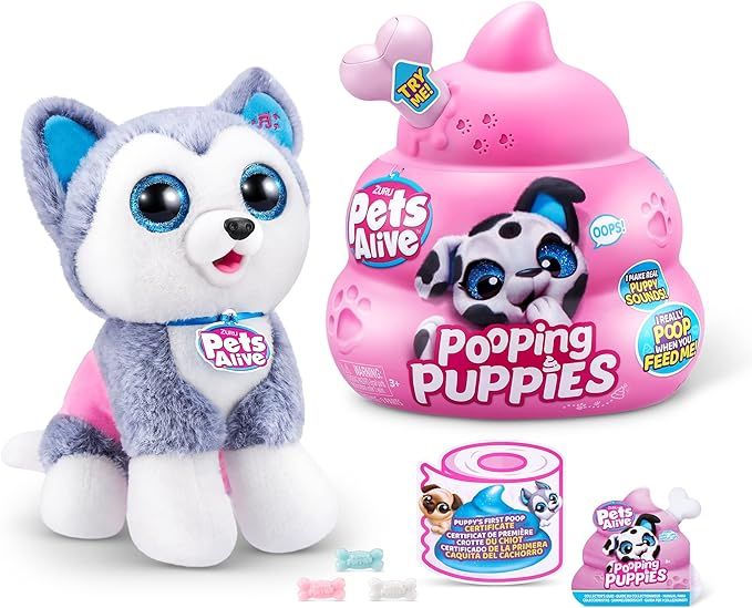 Pets Alive Pooping Puppies (Husky) by ZURU Surprise Puppy Plush, Ultra Soft Plushies, Interactive... | Amazon (US)