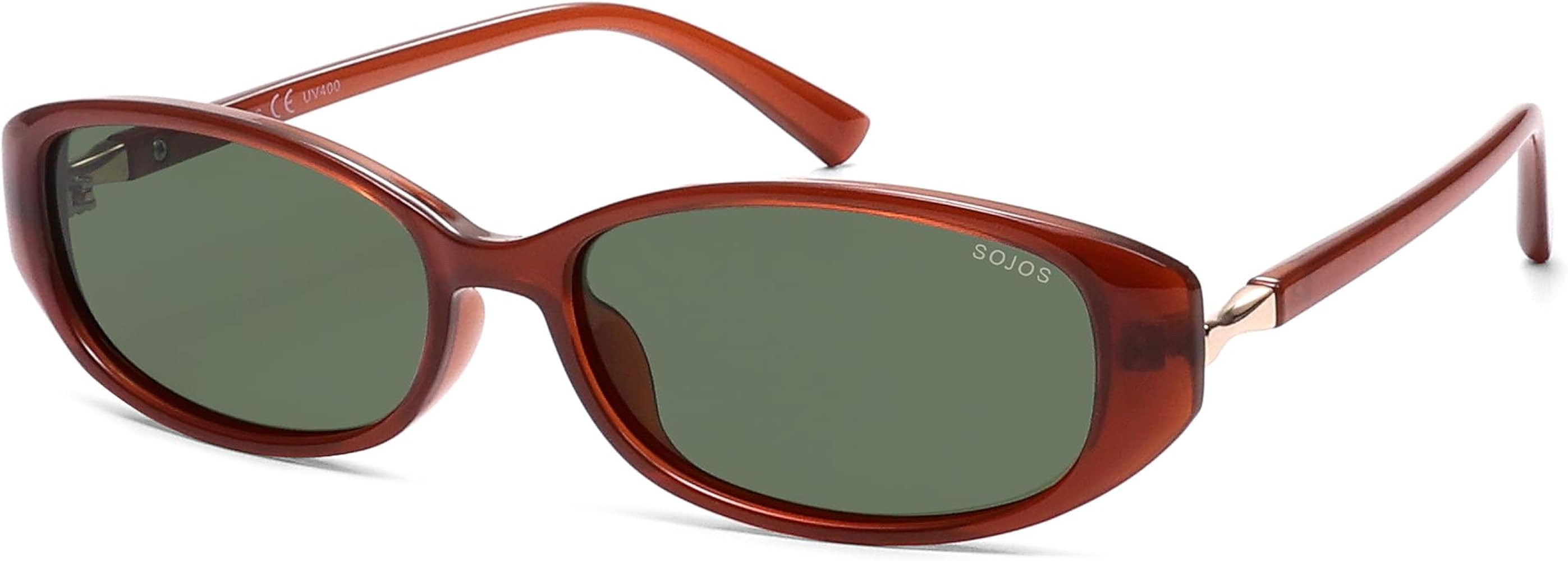 SOJOS Trendy Polarized Retro Oval Sunglasses for Women Chic 90s Sunnies Lightweight Narrow Shades... | Amazon (US)