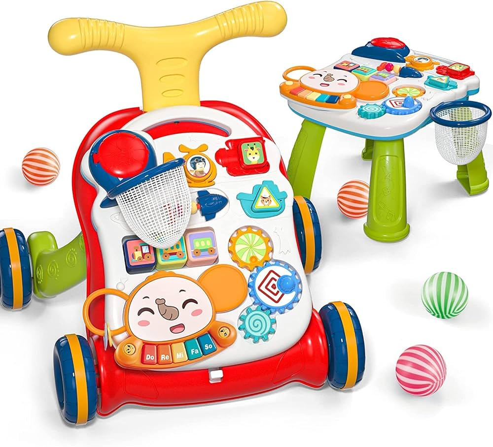 CUTE STONE Sit-to-Stand Learning Walker, 2 in 1 Baby Walker, Early Educational Child Activity Cen... | Amazon (US)
