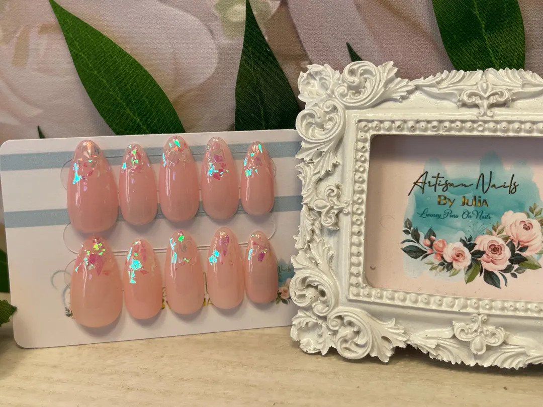 SUNSET SHARDS - Gel Press on Nails - Set of 10 Opal Fragment Tipped Nails - Made to Order - Rainb... | Etsy (US)