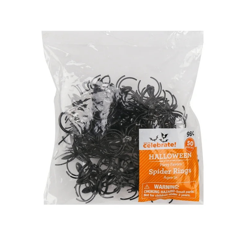 Way To Celebrate Halloween Party Favors 50ct Black Spider Ring | Walmart (US)