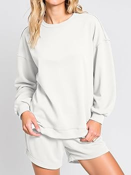 Tankaneo Womens Oversized Sweatsuit Sweatshirts Sweat Shorts | Amazon (US)