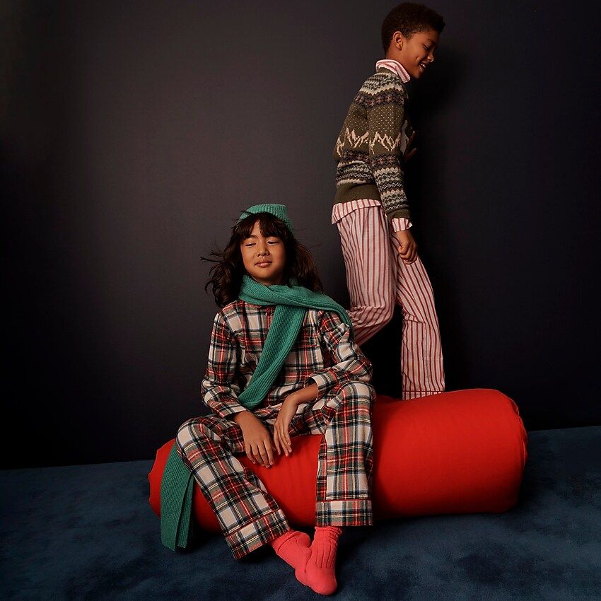 Kids' button-up pajama set in tartan | J.Crew US