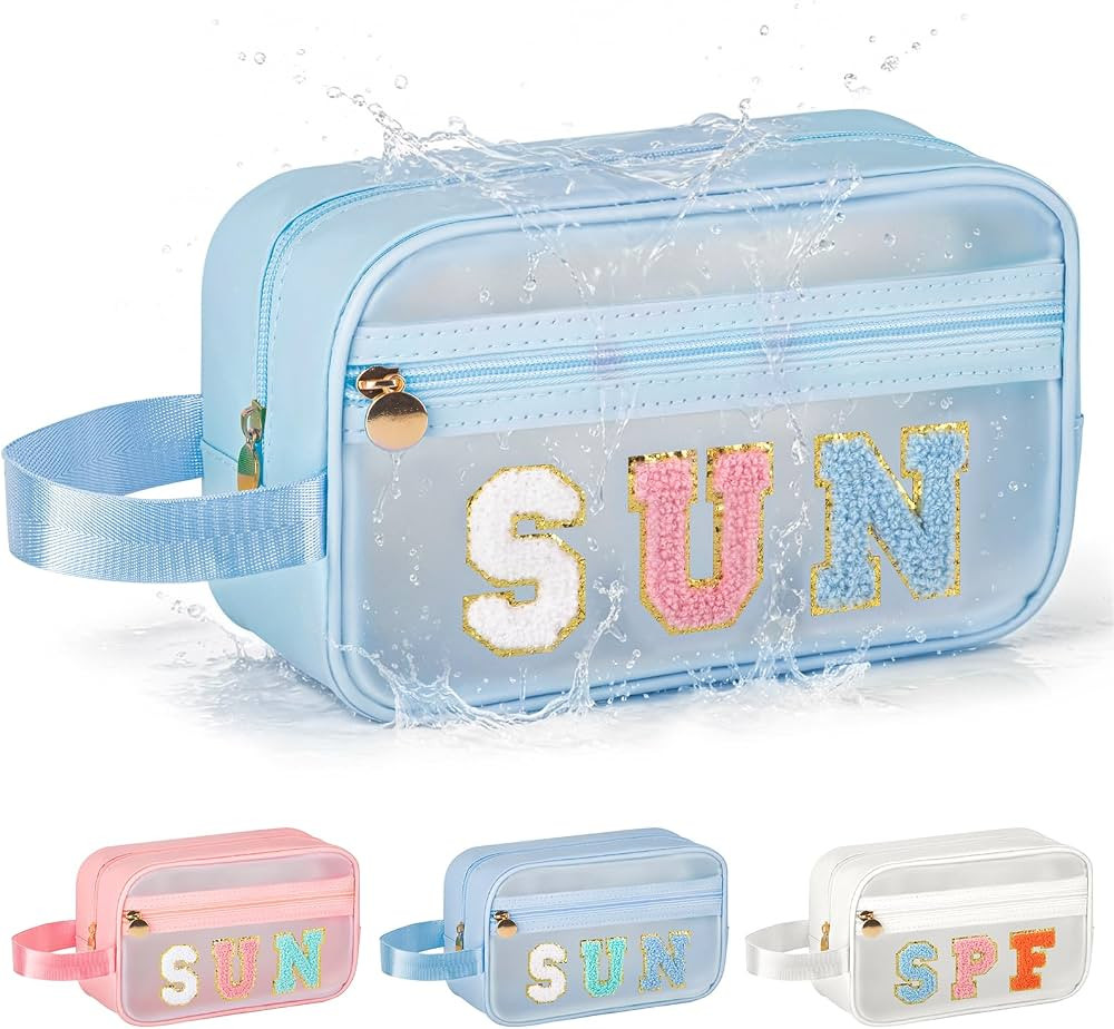 Clear Cute Waterproof Sunscreen Sun Bags Travel Toiletry Makeup Bag | Amazon (US)