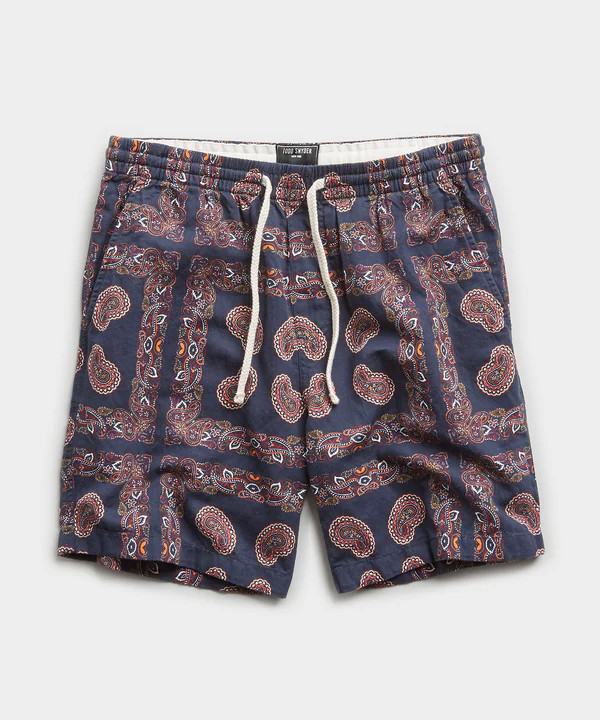 7" Bandana Print Weekend Short in Navy | Todd Snyder